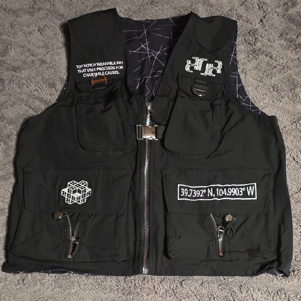 808 Black Tactical Vest with White Graphics